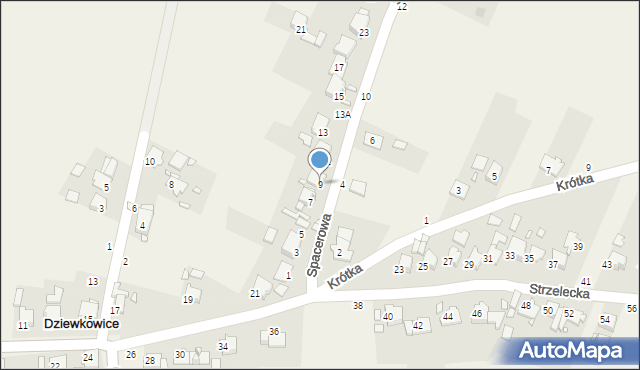 Dziewkowice, Spacerowa, 9, mapa Dziewkowice