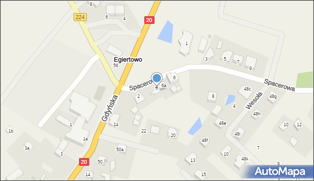 Egiertowo, Spacerowa, 4a, mapa Egiertowo