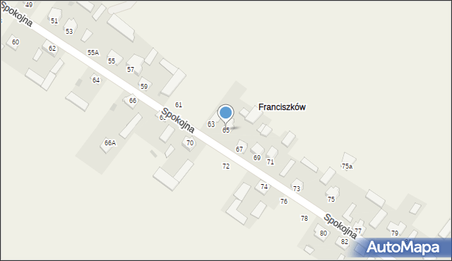 Franciszków, Spokojna, 65, mapa Franciszków