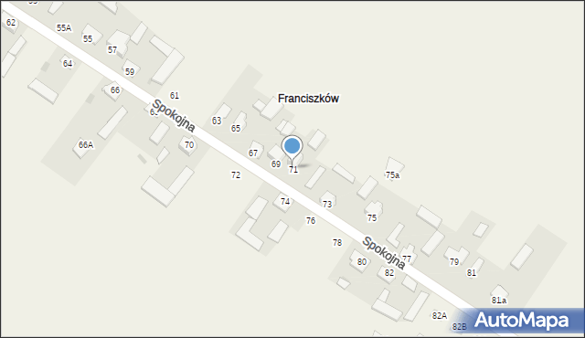 Franciszków, Spokojna, 71, mapa Franciszków
