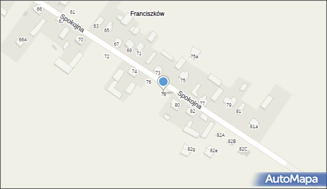Franciszków, Spokojna, 78, mapa Franciszków