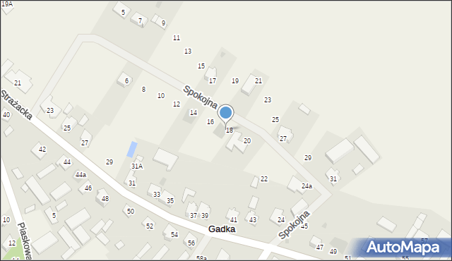 Gadka, Spokojna, 18b, mapa Gadka