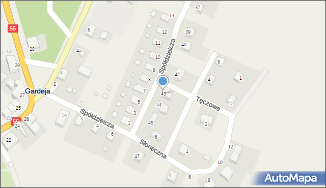 Gardeja, Spółdzielcza, 43, mapa Gardeja