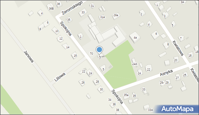 Garwolin, Spokojna, 3, mapa Garwolin