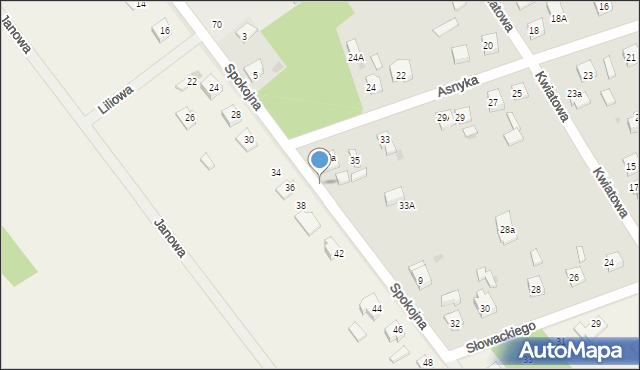 Garwolin, Spokojna, 40, mapa Garwolin