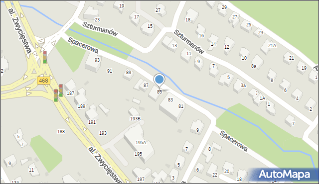 Gdynia, Spacerowa, 85, mapa Gdyni