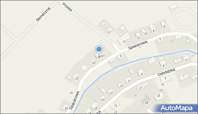 Gietrzwałd, Spacerowa, 18, mapa Gietrzwałd