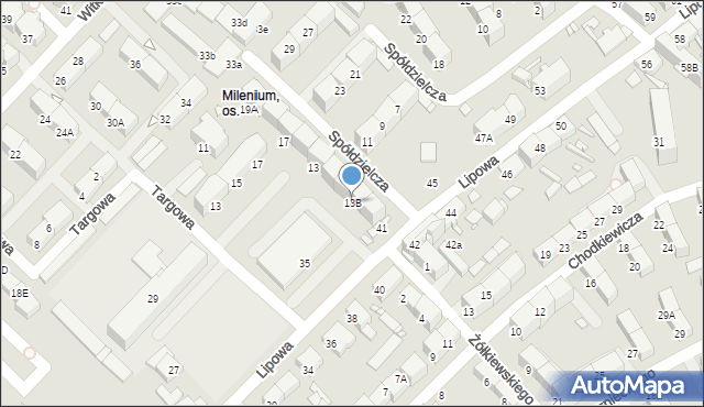 Gliwice, Spółdzielcza, 13B, mapa Gliwic