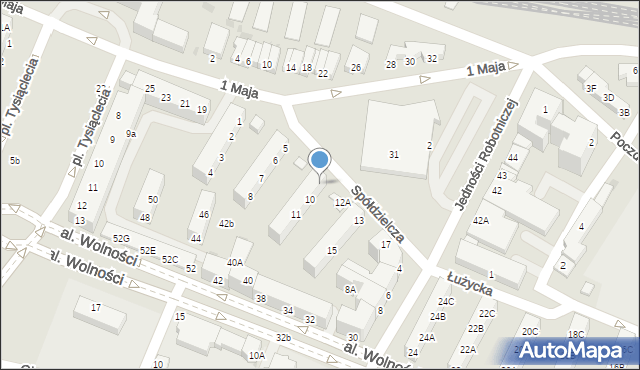 Głogów, Spółdzielcza, 9, mapa Głogów