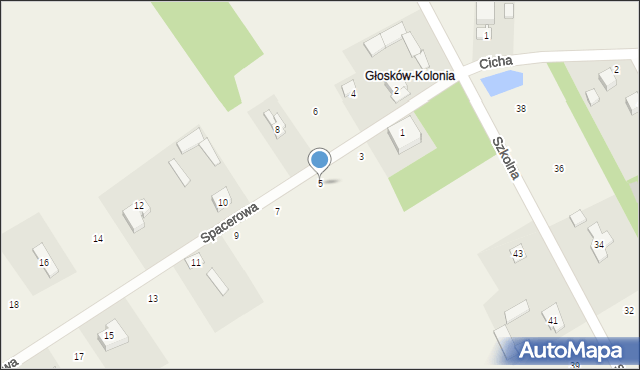 Głosków, Spacerowa, 5, mapa Głosków