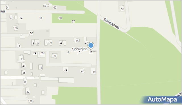 Głuchów, Spokojna, 12, mapa Głuchów