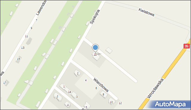 Gniechowice, Spokojna, 12, mapa Gniechowice