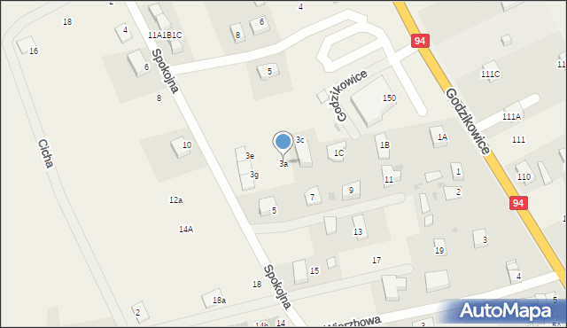 Godzikowice, Spokojna, 3a, mapa Godzikowice