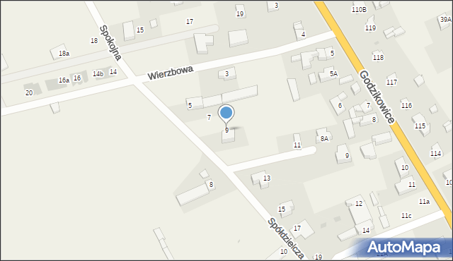 Godzikowice, Spółdzielcza, 9, mapa Godzikowice