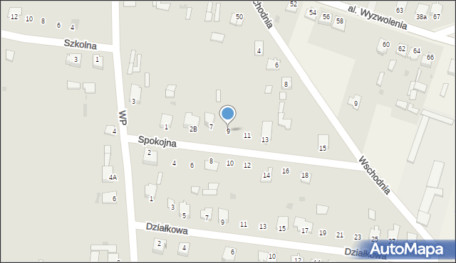 Gowarczów, Spokojna, 9, mapa Gowarczów