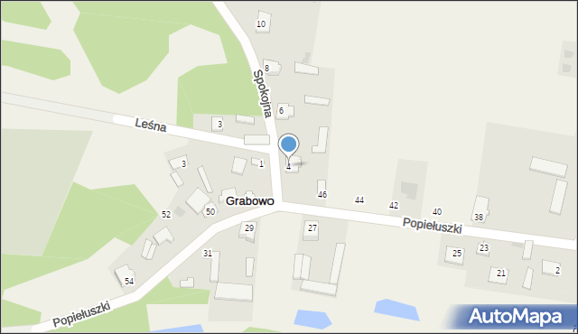 Grabowo, Spokojna, 4, mapa Grabowo