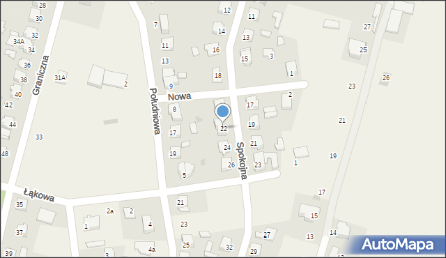 Granice, Spokojna, 22, mapa Granice