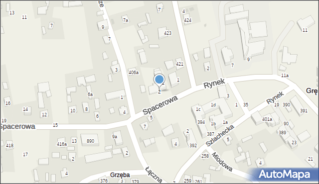 Grębów, Spacerowa, 2, mapa Grębów