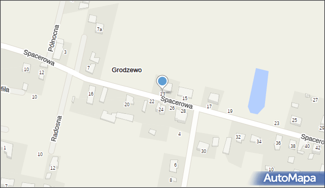 Grodzewo, Spacerowa, 13, mapa Grodzewo