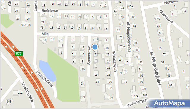 Grójec, Spacerowa, 5, mapa Grójec