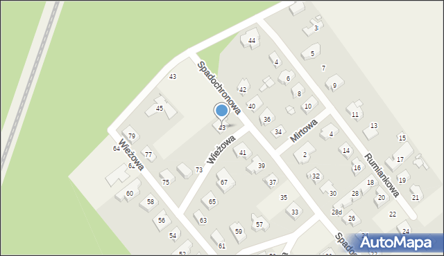 Gruszczyn, Spadochronowa, 43, mapa Gruszczyn