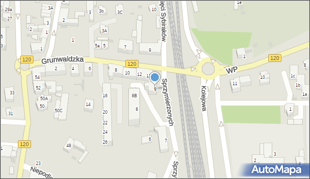 Gryfino, Sprzymierzonych, 9, mapa Gryfino