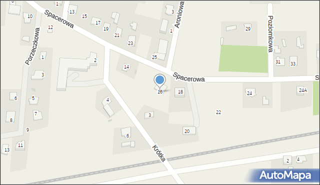 Gryźliny, Spacerowa, 16, mapa Gryźliny