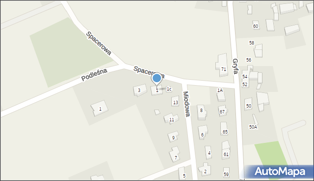 Grzędzice, Spacerowa, 1, mapa Grzędzice