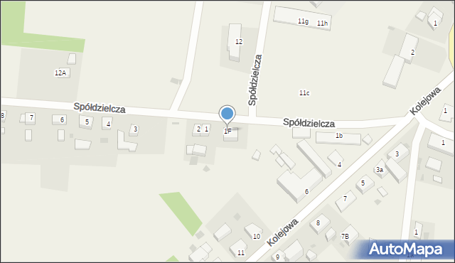 Grzmiąca, Spółdzielcza, 1F, mapa Grzmiąca