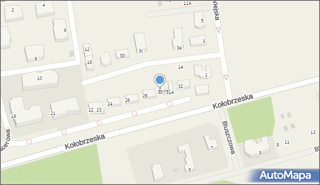 Grzybowo, Spacerowa, 30, mapa Grzybowo