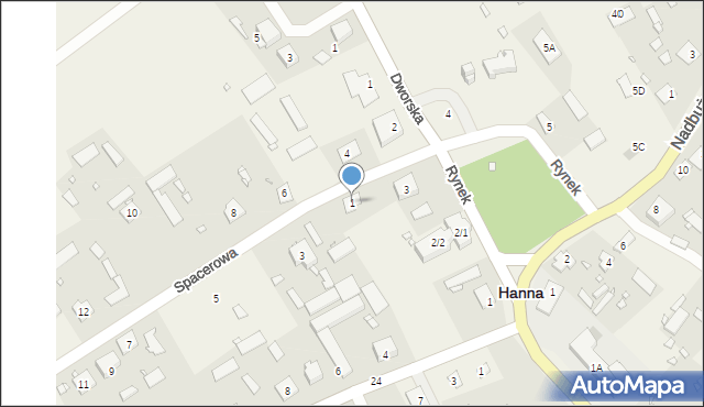 Hanna, Spacerowa, 1, mapa Hanna