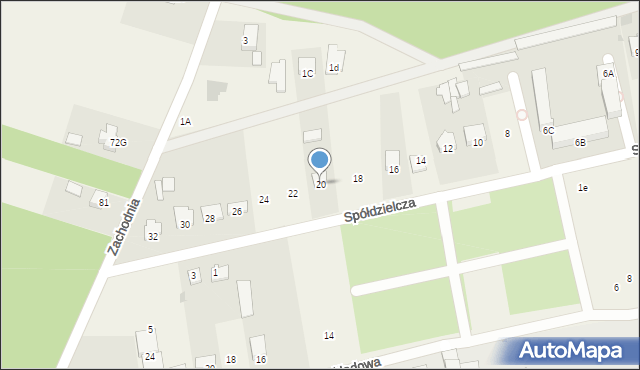 Huta-Dąbrowa, Spółdzielcza, 20, mapa Huta-Dąbrowa