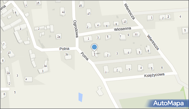 Jaczów, Spokojna, 1, mapa Jaczów