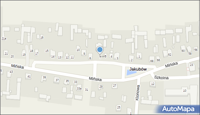 Jakubów, Spacerowa, 7, mapa Jakubów