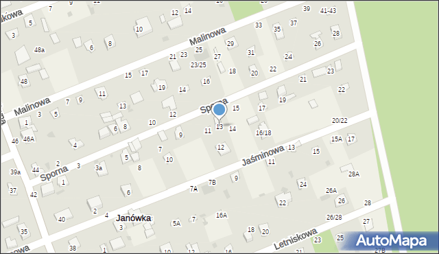 Janówka, Sporna, 13, mapa Janówka