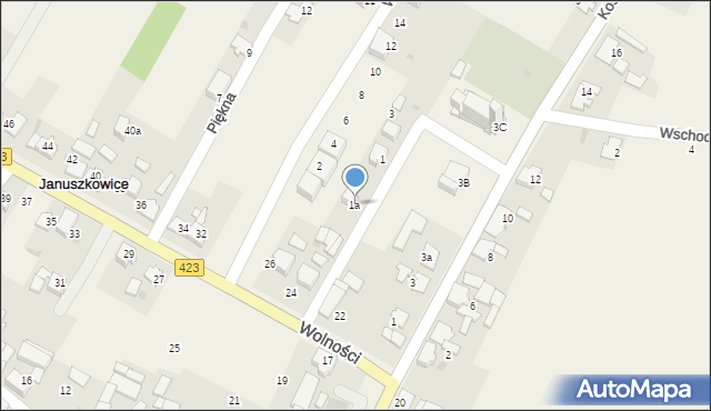 Januszkowice, Spokojna, 1a, mapa Januszkowice