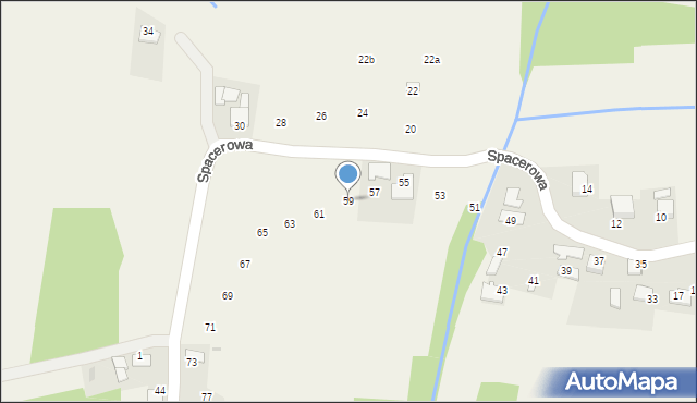 Jaśkowice, Spacerowa, 59, mapa Jaśkowice