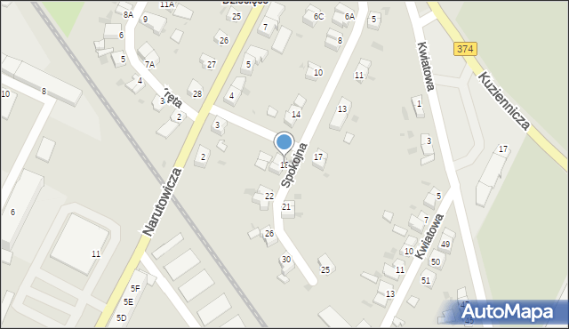 Jawor, Spokojna, 18, mapa Jawor