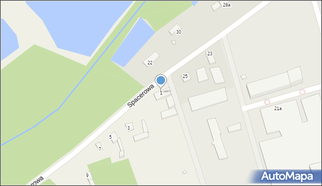 Jeziorzany, Spacerowa, 1, mapa Jeziorzany