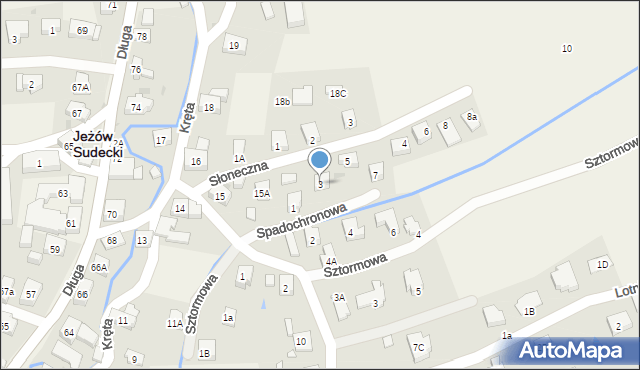 Jeżów Sudecki, Spadochronowa, 3, mapa Jeżów Sudecki