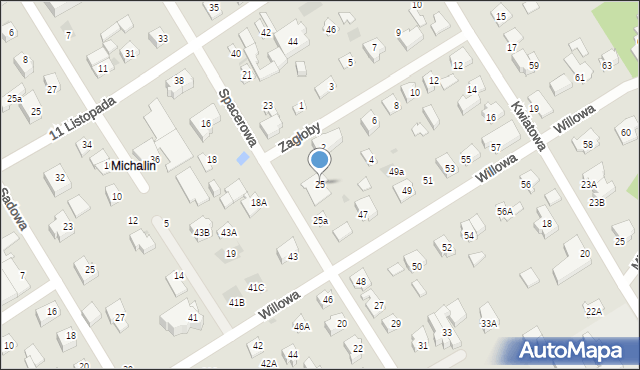 Józefów, Spacerowa, 25, mapa Józefów
