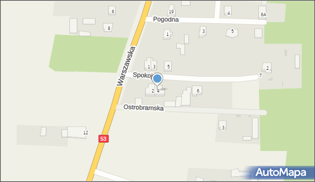 Kadzidło, Spokojna, 4, mapa Kadzidło