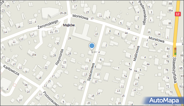 Kalisz, Spacerowa, 7, mapa Kalisza