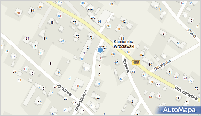 Kamieniec Wrocławski, Spółdzielcza, 1, mapa Kamieniec Wrocławski