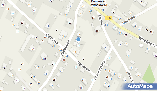 Kamieniec Wrocławski, Spółdzielcza, 11, mapa Kamieniec Wrocławski