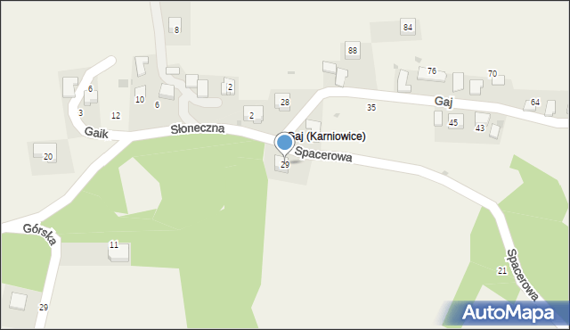Karniowice, Spacerowa, 29, mapa Karniowice