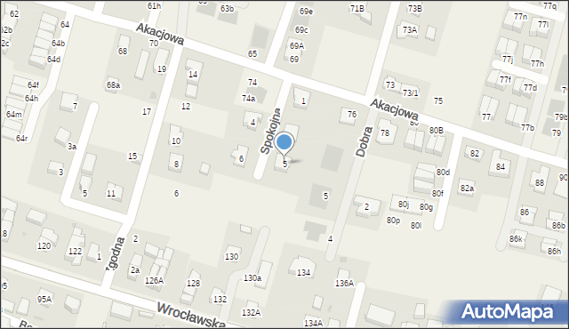 Kiełczów, Spokojna, 5, mapa Kiełczów