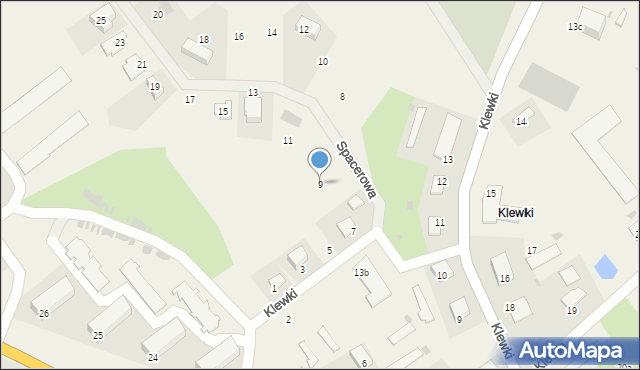 Klewki, Spacerowa, 9, mapa Klewki