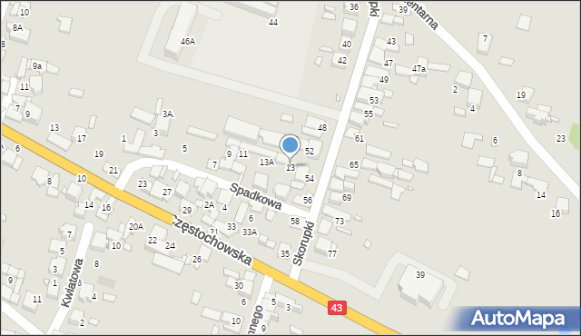 Kłobuck, Spadkowa, 13, mapa Kłobuck