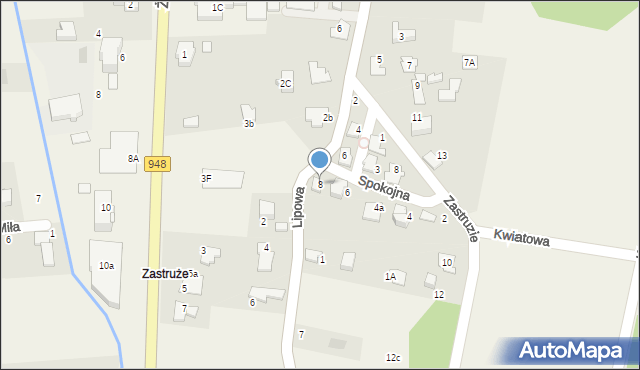 Kobiernice, Spokojna, 8, mapa Kobiernice